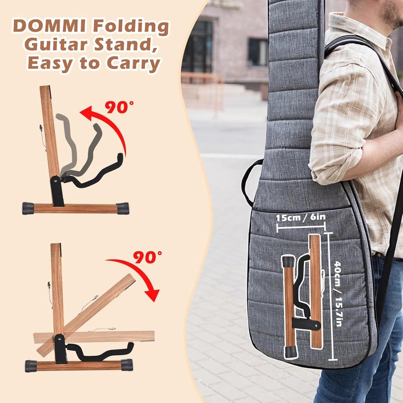 DOMMI Folding Acoustic Guitar Stand with Soft Foam Arms, Electric Guitar Stand with Non-Slip Rubber and Soft Foam Arms, Portable Folding A-Frame Acoustic Guitar Stand for Travel, No Need Assemble - Image 2